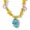 Yhpup Multi-color Natural Aventurine Stone Palm Eye Bead Handmade Necklace Pendant Stainless Steel Exquisite Y2K Fashion Jewelry