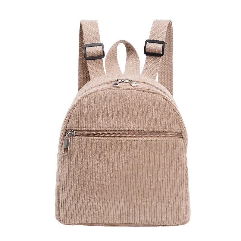 Cord-Rucksack für Damen mit Reißverschluss für den täglichen Freizeitgebrauch