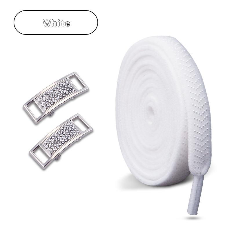 Silver Diamond Lock Shoelaces without ties Flat Shoelace for Shoes accessories Elastic Laces Sneakers Tennis No Tie Shoe laces
