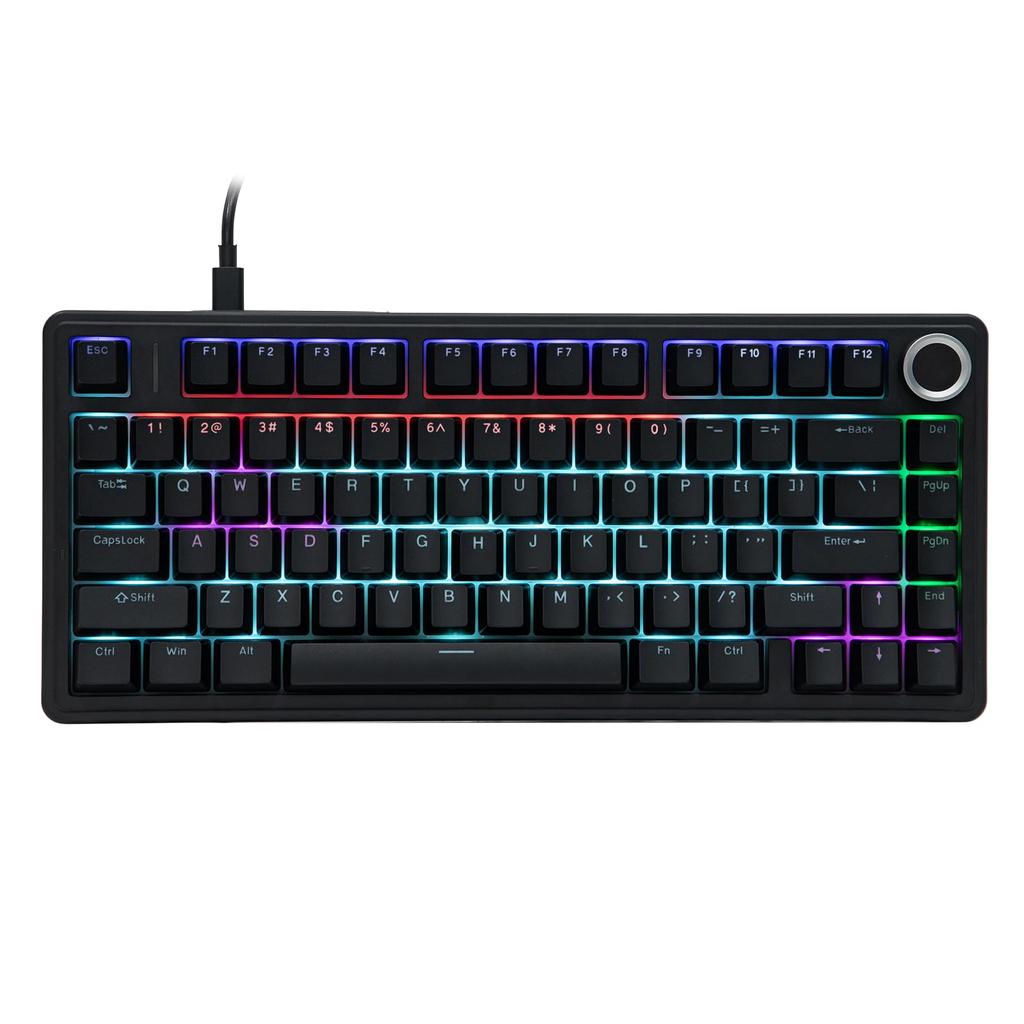 EPOMAKER AULA F75 Wired Gaming Keyboard, Tenkeyless, 75% Red Switches, with Knobs, Light-Transparent ABS Keycaps, Hot-Swappable, Creamy Backlit