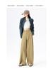 Women’s Khaki High Waist Wide Leg Knife-Pleat Pants - Korean Style, Spring 2026 Collection