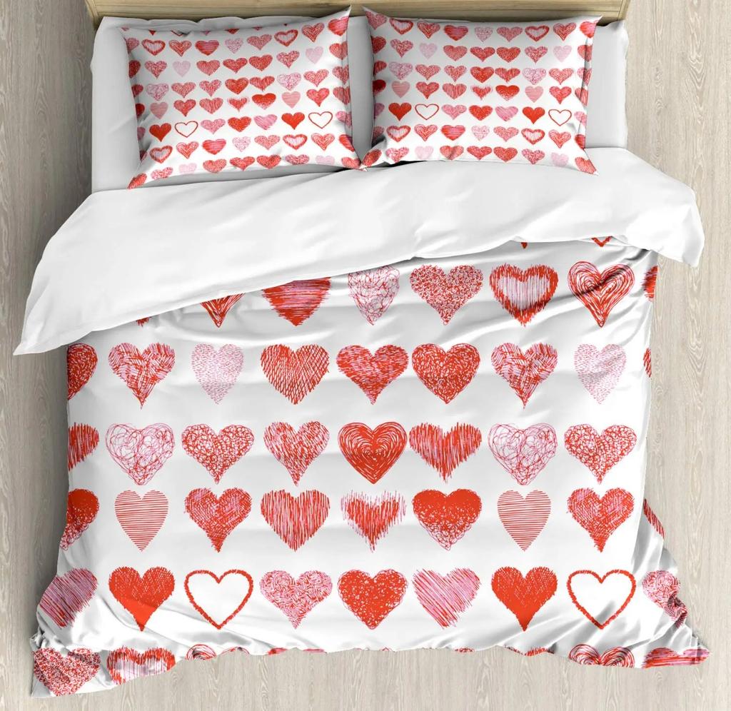 Liebesherz Bettbezug Set Romantisches Thema Herzförmige Bettdecke Königliche Größe Volle Größe Für Kind Paar Liebhaber Polyester Bettwäscheset