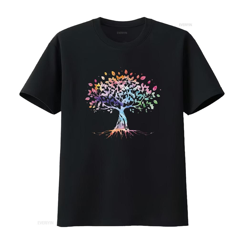 Mens Colorful Life Is Really Good Vintage Unique Tree Art T Shirt Black Medium vintage Washed Comfortable Slightly Casual