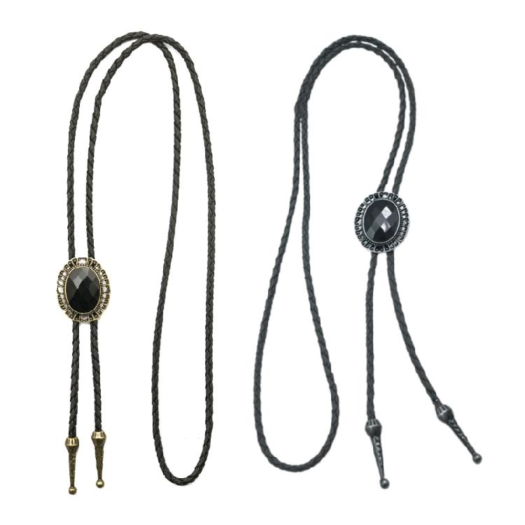 Mens American Bolo Tie Handmade Western Gem Stone Jewelry Cowboy Necklace Chain