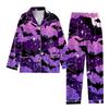 Women's 2 Piece Printed Suit Long Sleeve Button Up Top Wide Leg Pants Suit Set Pajamas Home Casual Suit