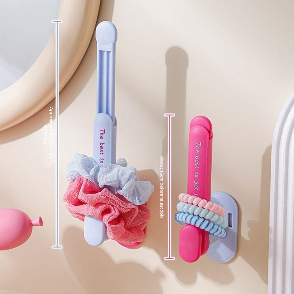 2Pcs Punch-Free Hair Rope Storage Rack Retractable Headband Organizer Rack  Shower Room