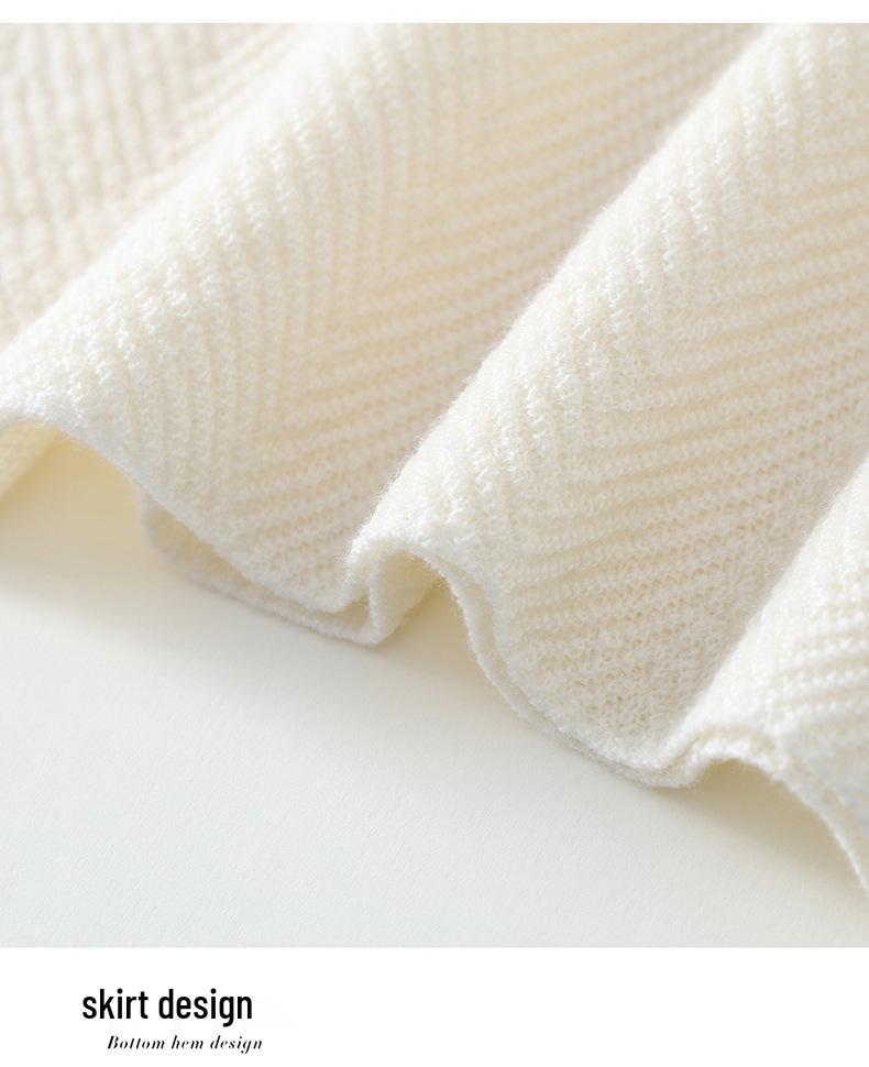 2026 Spring/Summer Wool Herringbone High Neck Knit Sweater