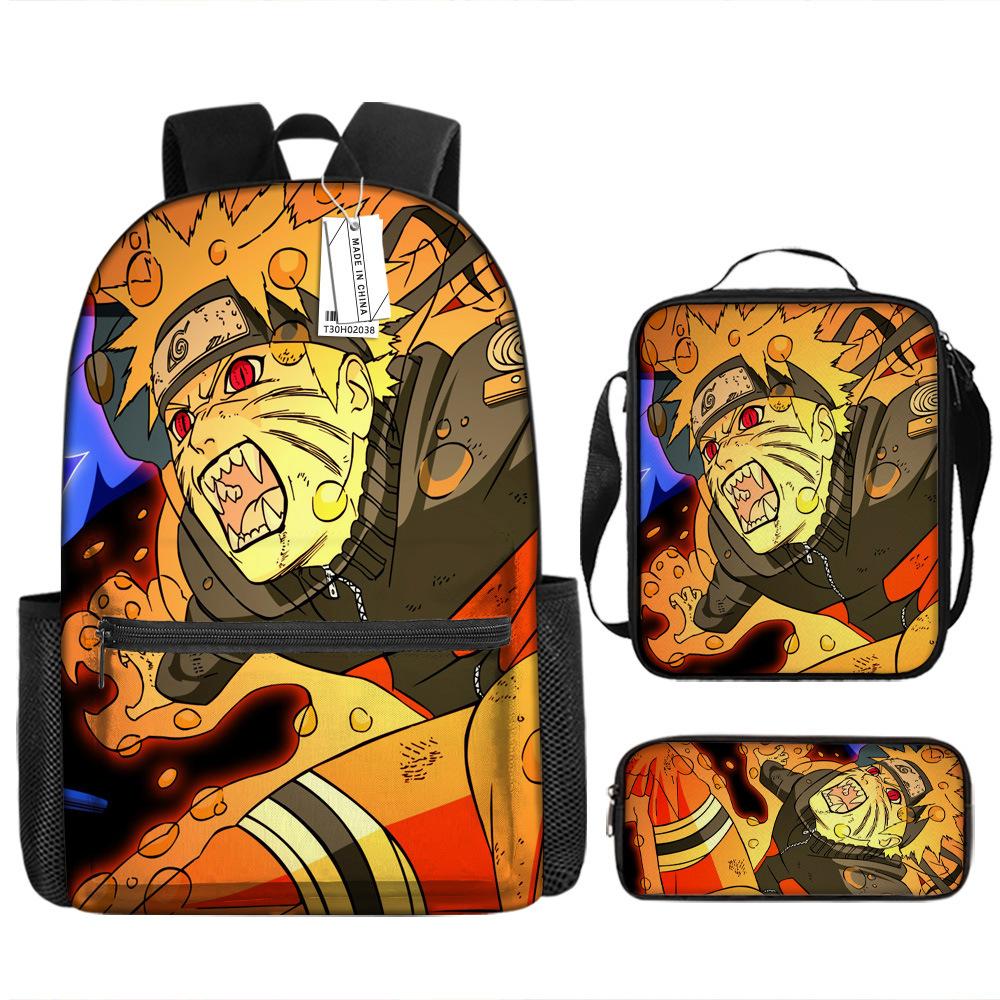 Naruto Naruto Rucksack Kakashi Naruto Uchi Grund- und Mittelschule Schultasche Kinderrucksack Dreiteiliges Set