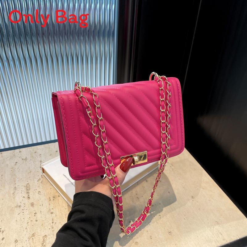 Street Style Small Square Pu Shoulder Bag With Lock Closure For Daily Use