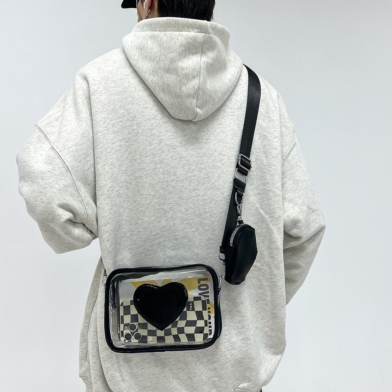 PVC Transparent Clear Bag Women Men Phone Shoulder Crossbody Bags Casual Messenger Bags Stadium Approved for Concerts Festivals