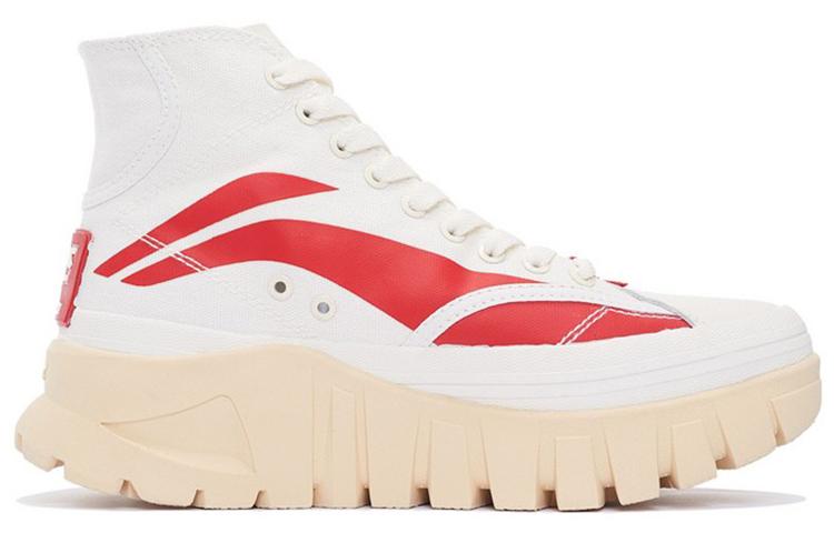 Li Ning Wave Textile, Leather Cushioning Slip Resistant Abrasion Resistant Height Increasing High top Casual Shoes AZGS090-1