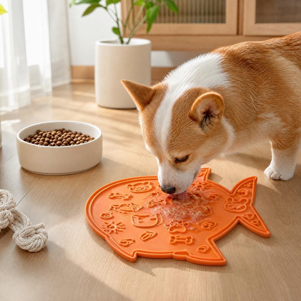 Fish Shape Silicone Slow Feeder for Dogs and Cats, Lick with Suction Cups, Eating Training Pad for Slow Feeding