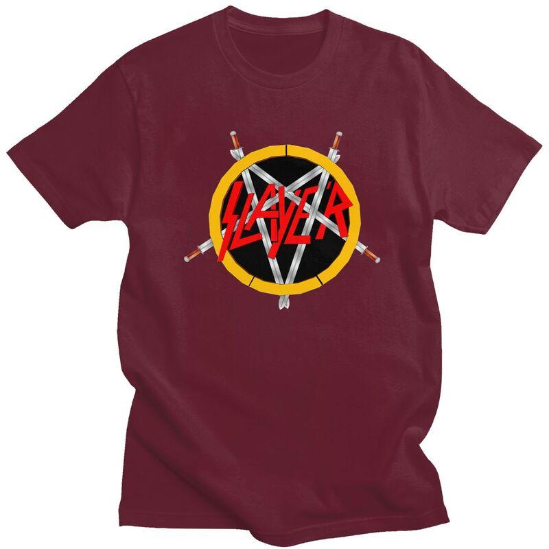 Custom Heavy Metal Rock Slayers Logo T Shirts Men ShortSleeve Tshirt Casual Tee 100 Cotton Oversized Tshirt Gift