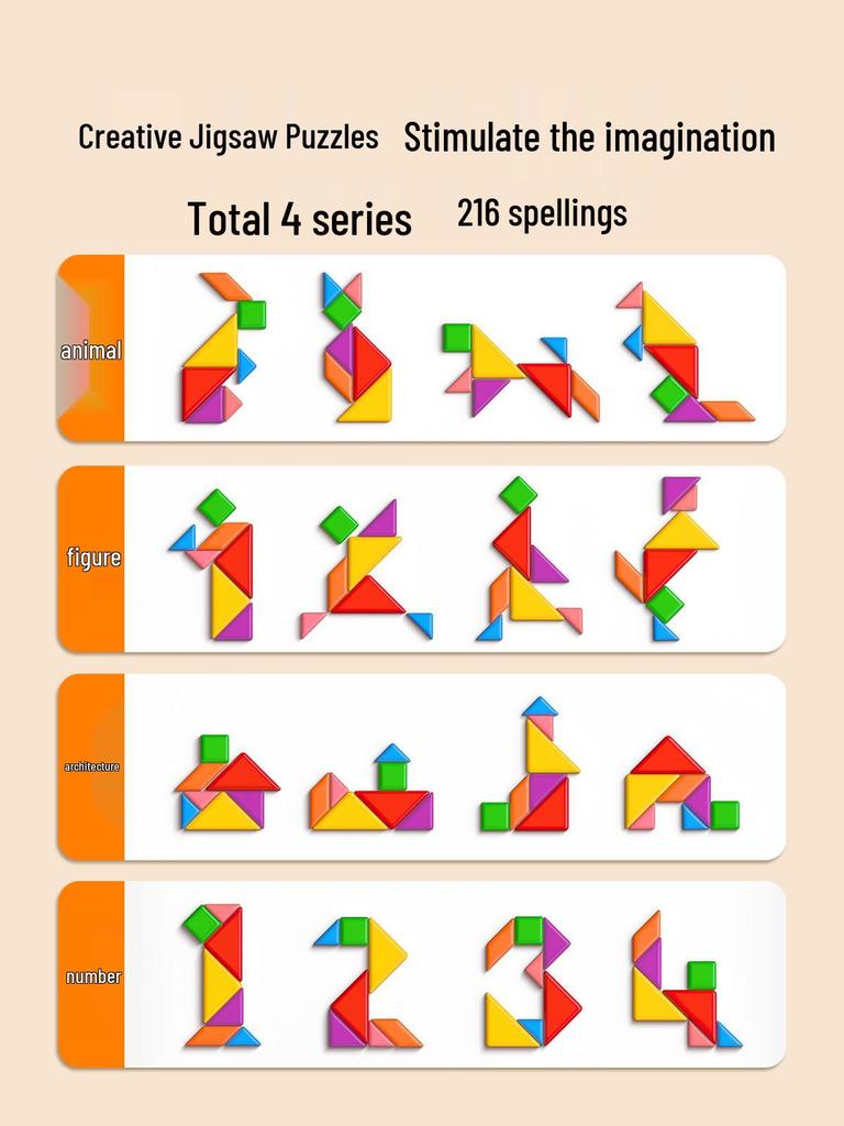 Magnetic Tangram Puzzle for Ages 3-6 - First Grade & Kindergarten Kids' Educational Toy