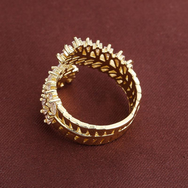 Exquisite Open Design Olive Branch Leaf Pinky Ring with Full Zircon, Versatile Everyday Jewelry