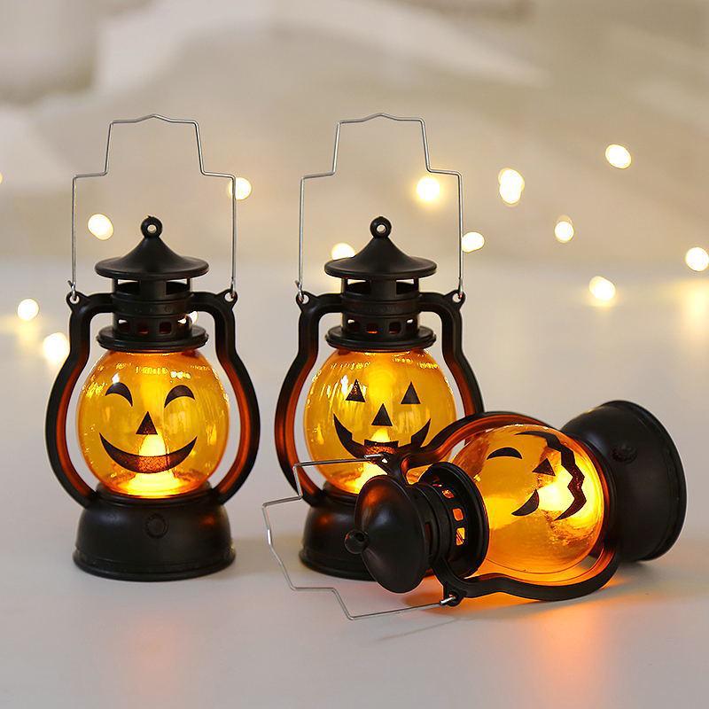 Portable Halloween Pumpkin & Skull Oil Lamp Decor