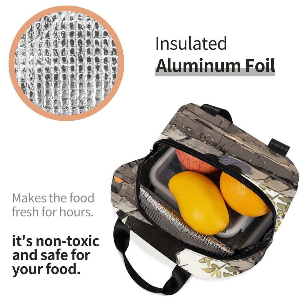 Black Cat Anime Lunch Bag with Insulated and Perfect for and Large Easy To Carry Pockets, Cooling, Commuting, School, Picnics, Men, Women, Students,