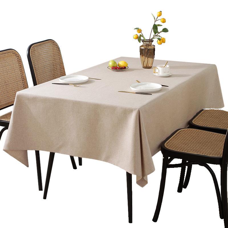 Fabric Cotton and Linen Tablecloth Waterproof and Oil-proof Solid-colored Rectangular Solid Tablecloth Perfect for Home Party