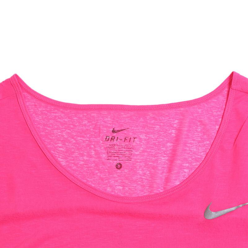 Nike Solid Logo Quick-Dry Round Neck Batwing T-Shirt Women Tops Magenta 719871-639