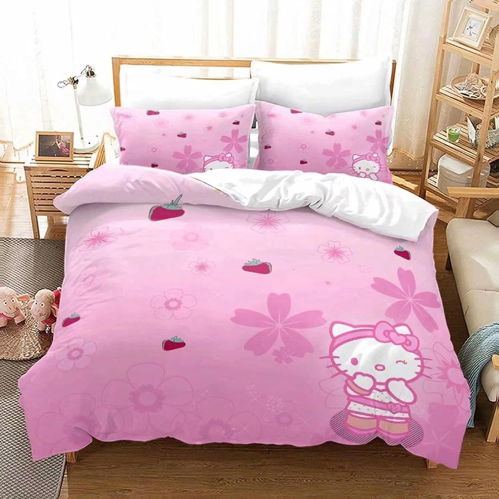 Kids' Three-piece Bedding Set - Cartoon 3d Digital Print Duvet Cover and Pillowcase Set