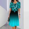 Women's Retro 3D Short-sleeved Pullover Summer Round Neck Dress Simple and Elegant Loose Skirt