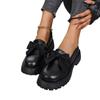 Large size 35-43 black women's niche bow platform small leather shoes retro single shoes women