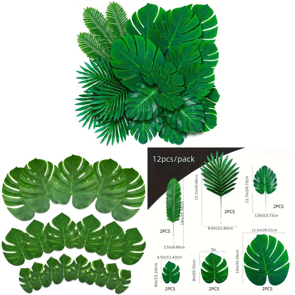 Tropical Palm Leaf Wedding Decor Set With Artificial Plants For Jungle Party Themes