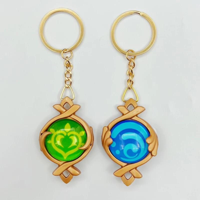 New Teyvat Vision Fontaine Water God Focalors Lyney and Lynette Keychain Luminous 7 Element Eye Of God Toy KeyRing