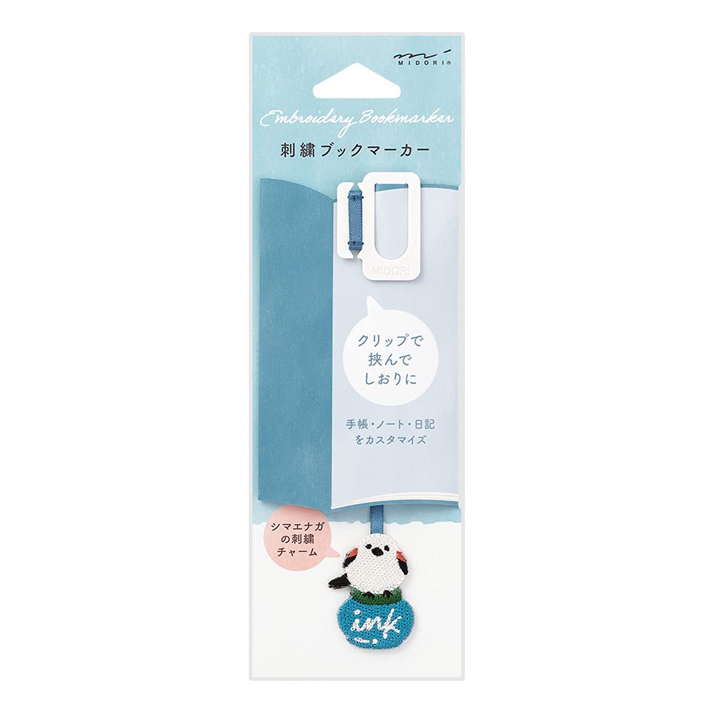 Midori Tit 62326006 Bookmark, Embroidered, Long-tailed Pattern,