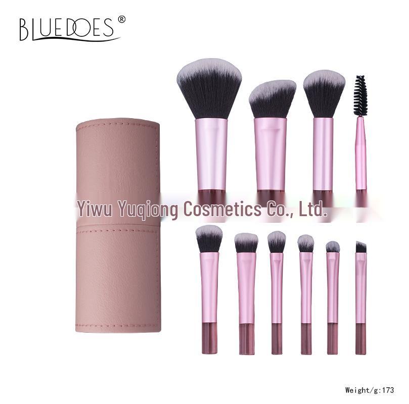 Crystal Handle 10-Piece Mini Makeup Brush Set: Portable Travel Contouring, Eyeshadow & Powder Beauty Tools.