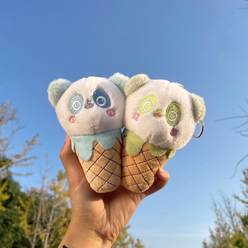 Creative Cartoon Cone Panda Keychain Pendant Ice Cream Hanger Doll Cute Bag Accessories