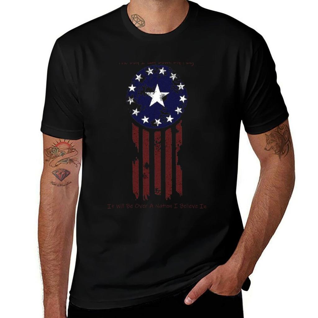 Lonesome Road Flag with Quote TShirt Work Wear Simple Tee Shirt TShirt