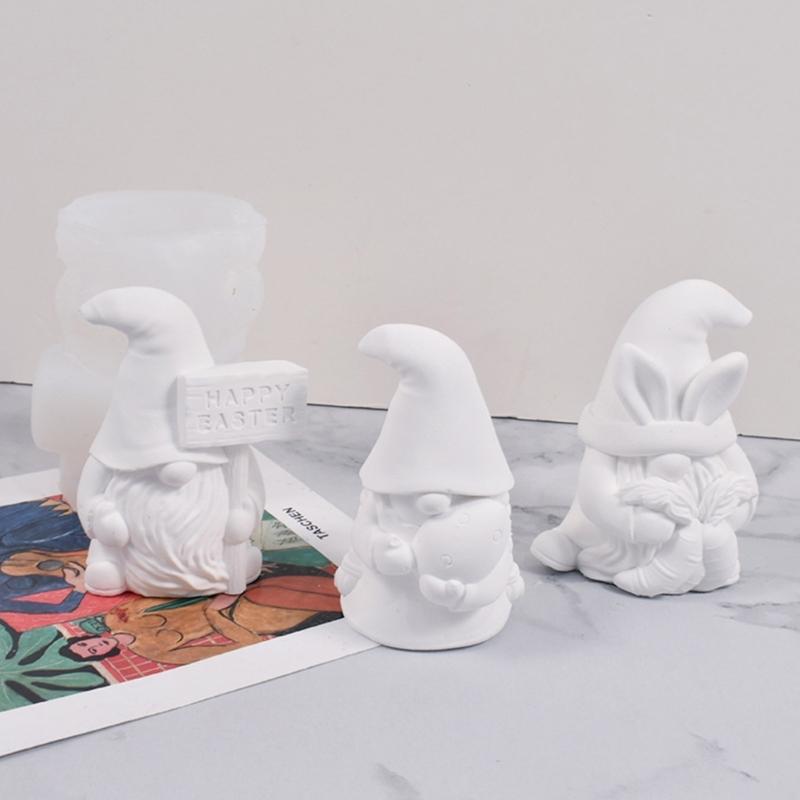 PåskeNisse Resinform 3D Ansiktsløs Gammel Mann Stearinlysform DIY Dverg Såpehåndverk Påske Vårfestrekvisita