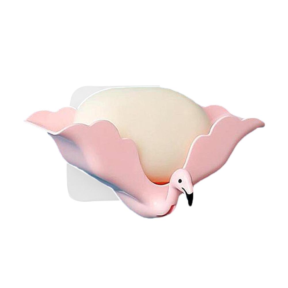 

Мыльница с фламинго, сливная присоска, мыльница, настенная многофункциональная полка для хранения с крючком, аксессуары для ванной комнаты розовый
