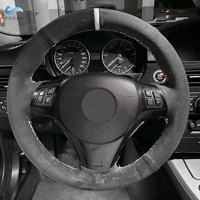 Car Steering Wheel Suede Leather Cover Trim For BMW M Sport 1 3 Series E81 E82 E87 E88 M3 E90 E92 E93 2008-2013 X1 E84 2011