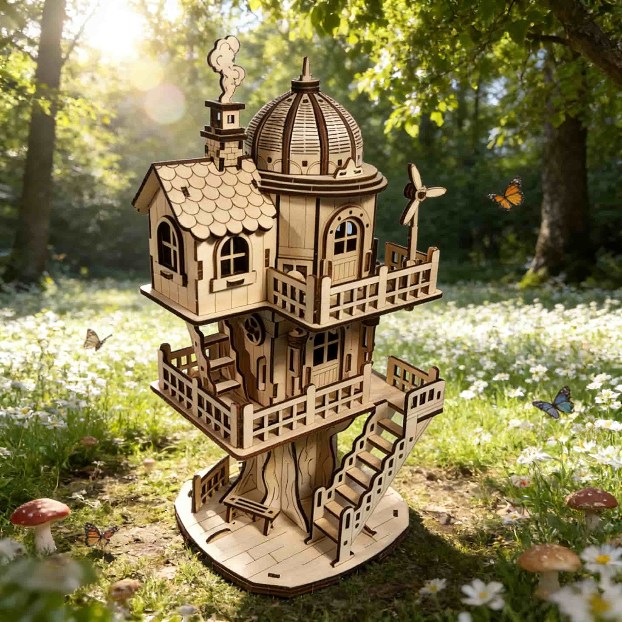 

1 Wooden DIY Treehouse Creative 3D Puzzle Ideal as a holiday present plus home decor. great for daily use perfect for gifting белый