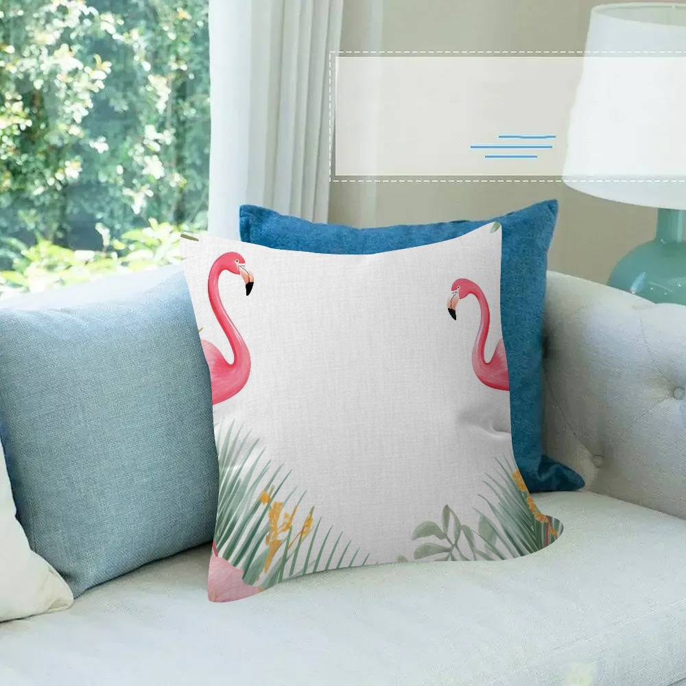 SummerThemed Flamingo Tropical Leaf Pillow Cover for Bedroom Room and Living Room Sofa Decorative Cushion Cover