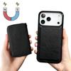 For iPhone 17 Pro Case Detachable Zipper Card Bag PU TPU Kickstand Phone Case with Strap