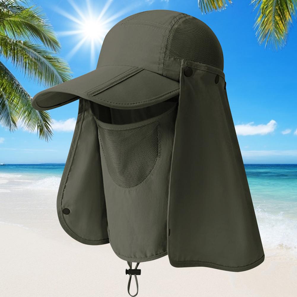 Unisex Outdoor Fishing Hat UV Protection Neck Face Flap Hat Breathable Removable Sunshade Hat Quick Drying for Riding Fishing