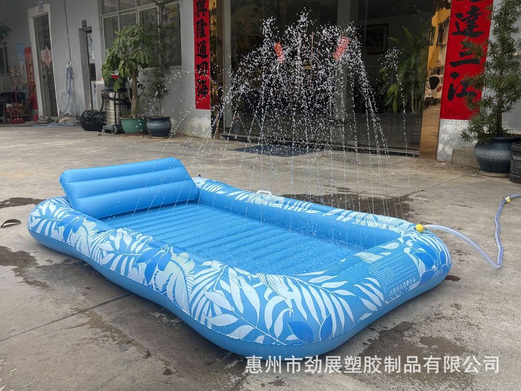 2026 popular water inflatable floating bed, backrest inflatable floating row water deck chair, double maple leaf floating bed