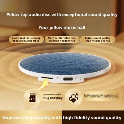 Ultra Thin Portable Pillow Speaker Mini Bluetooth 5.3 Audio Receiver Support Micro SD Card Built In White Noise For Home Travel