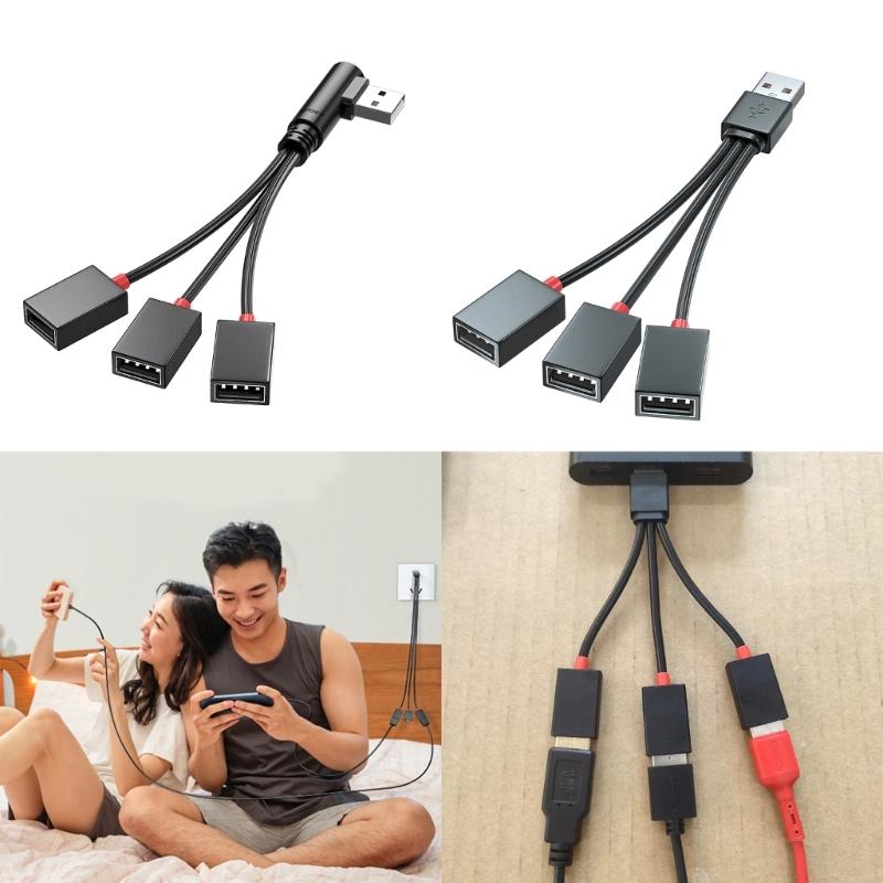 3 In 1 USB Splitter Cable, USB Power Splitter 1 Male To 3 Female USB 2.0 Adapter 1 To 3 USB Splitter USB Extension Cable
