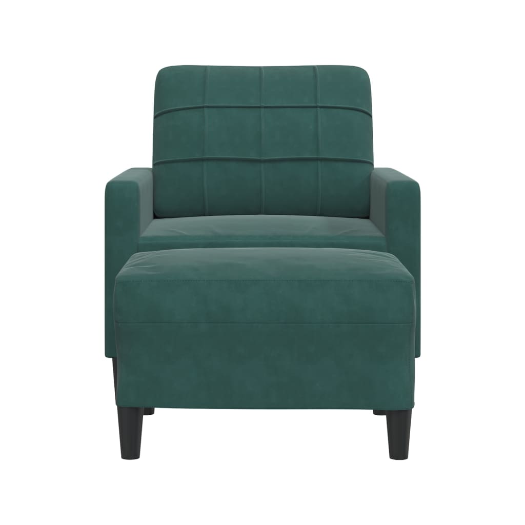 Vidaxl Armchair with Footrest, Dark Green, 60 Cm, Upholstered In Velvet