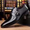 British Monk Strap Loafers New Men Pointed Belt Buckle Leather Shoes Male Designer Formal Wedding Dress Homecoming Footwear