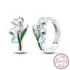 2025 New 925 Sterling copper Hoop Earrings Flowers Zircon Drop Earrings Stud For Woman Fine Birthday Wedding Party Zircon Gifts