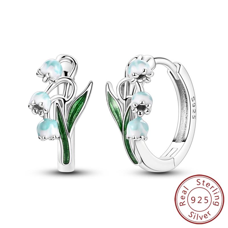2025 New 925 Sterling copper Hoop Earrings Flowers Zircon Drop Earrings Stud For Woman Fine Birthday Wedding Party Zircon Gifts