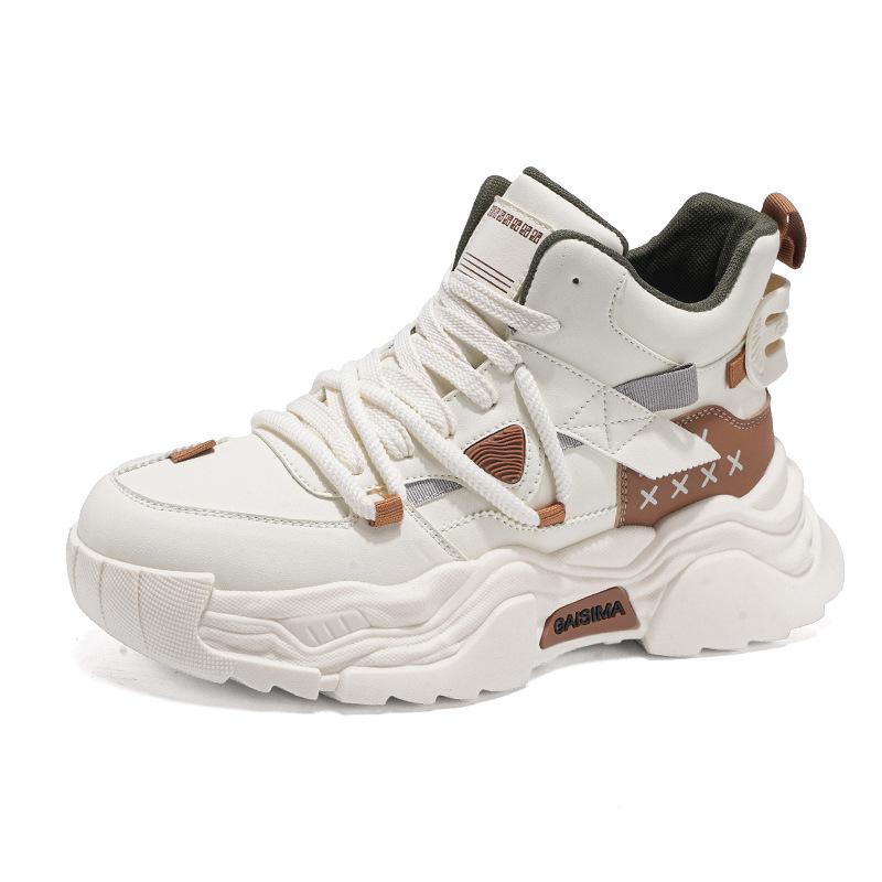 

Мужские высокие кроссовки новые универсальные повседневные кожаные туфли модные спортивные белые кроссовки мужские с мягкой подошвой трендовые мужские 44