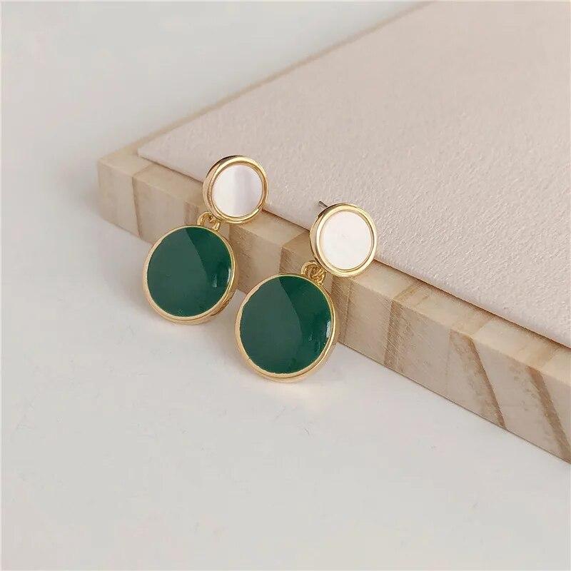 Trendy Simple Geometric Round Pendent Earrings for Women Sweet Elegant Candy Color Drop Oil Dangle Earrings Party Jewelry Gifts
