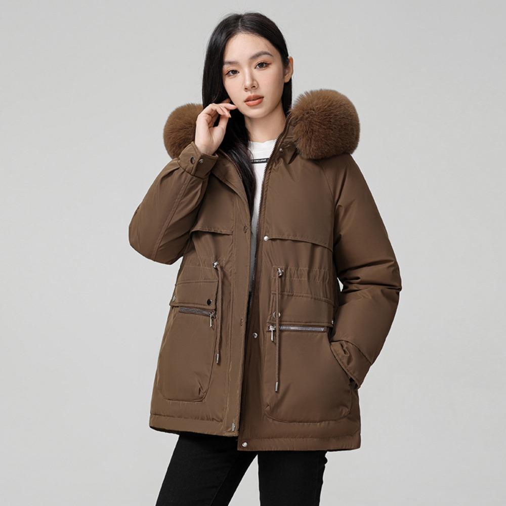 

Medium and long female and small, new winter thin temperament piled and thickened padded jacket XXL темно-коричневого