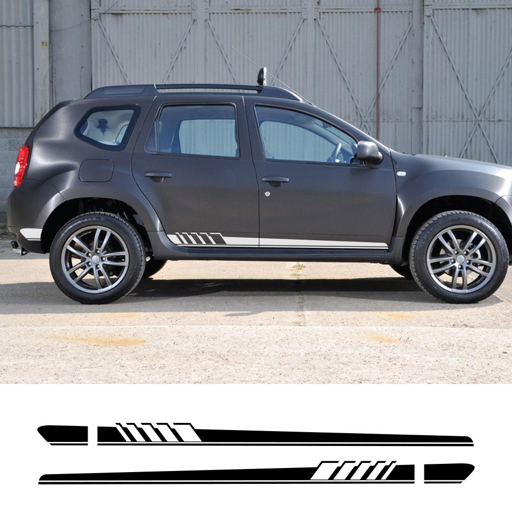 JWRQ5 2PCS Car Door Side Long Stripe PVC Stickers For Renault Dacia Duster Logan Sandero Auto Accessories Vinyl Film Decor Decals